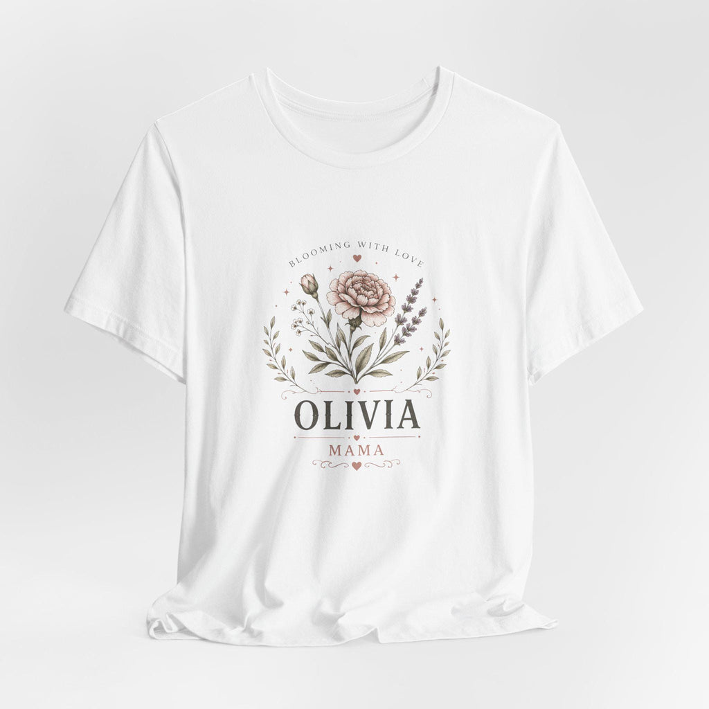 Olivia Floral Name Mama T-Shirt | Personalized Flower Monogram Tee