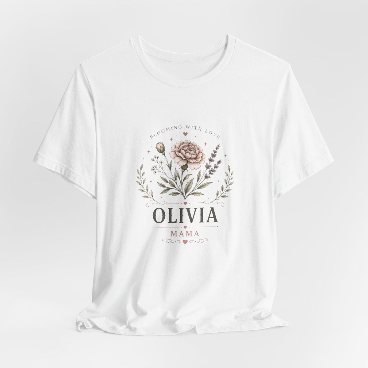 Olivia Floral Name Mama T-Shirt | Personalized Flower Monogram Tee