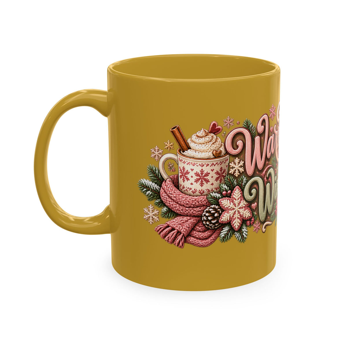 Warm Wishes & Winter Sips Christmas Ceramic Mug