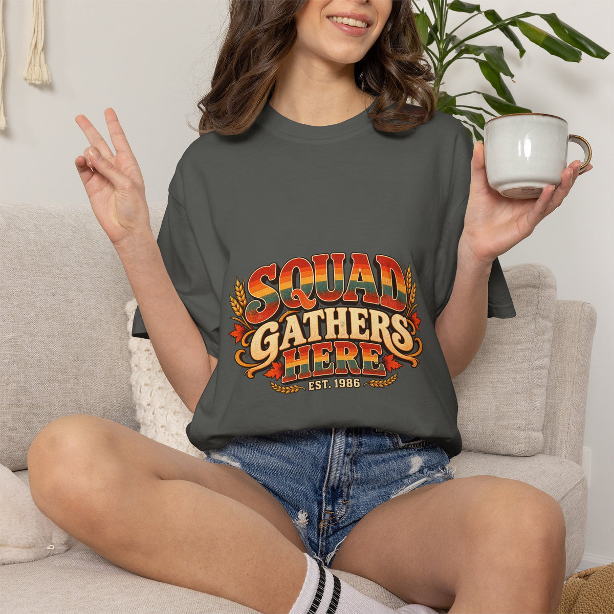 Squad Gathers Here T-Shirt — Retro Thanksgiving Family Reunion Tee, Vintage Fall Gathering Shirt, Friendsgiving