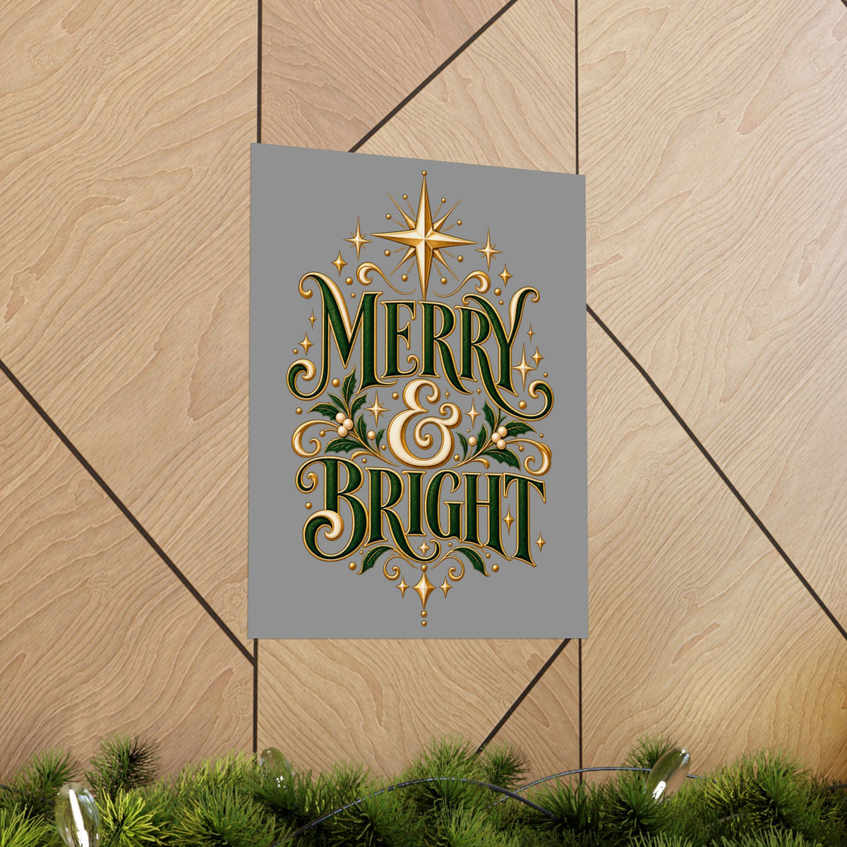Merry & Bright Holiday Poster — Matte Vertical Christmas Wall Art