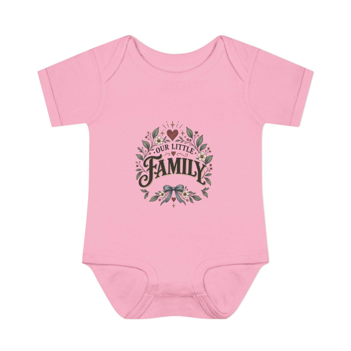 Our Little Family Infant Bodysuit | Floral Heart Woodland Baby Onesie