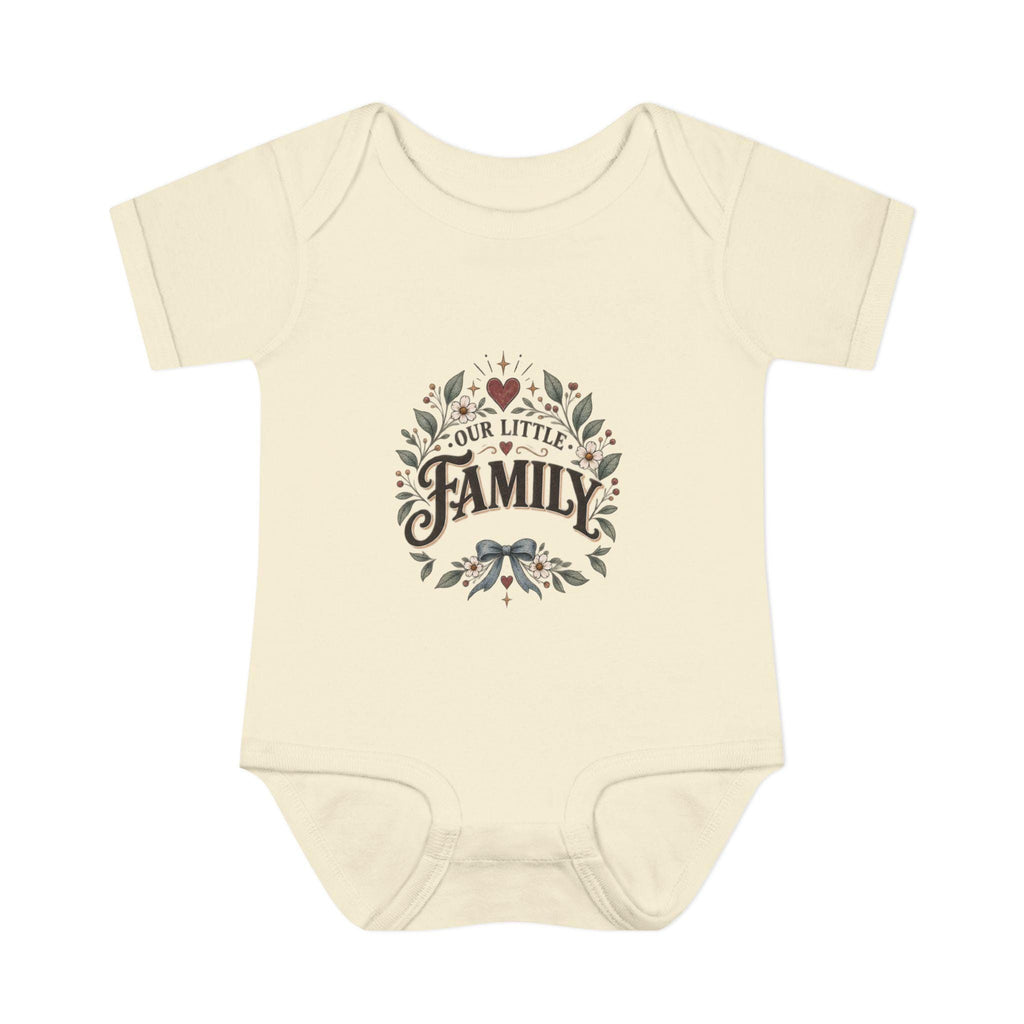 Our Little Family Infant Bodysuit | Floral Heart Woodland Baby Onesie