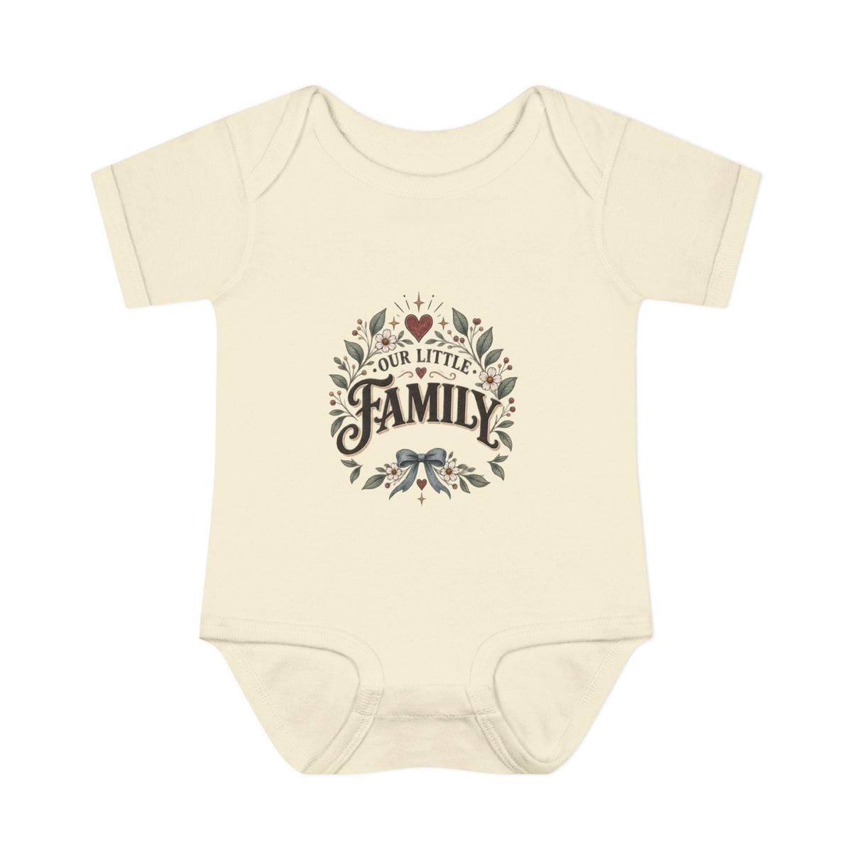 Our Little Family Infant Bodysuit | Floral Heart Woodland Baby Onesie