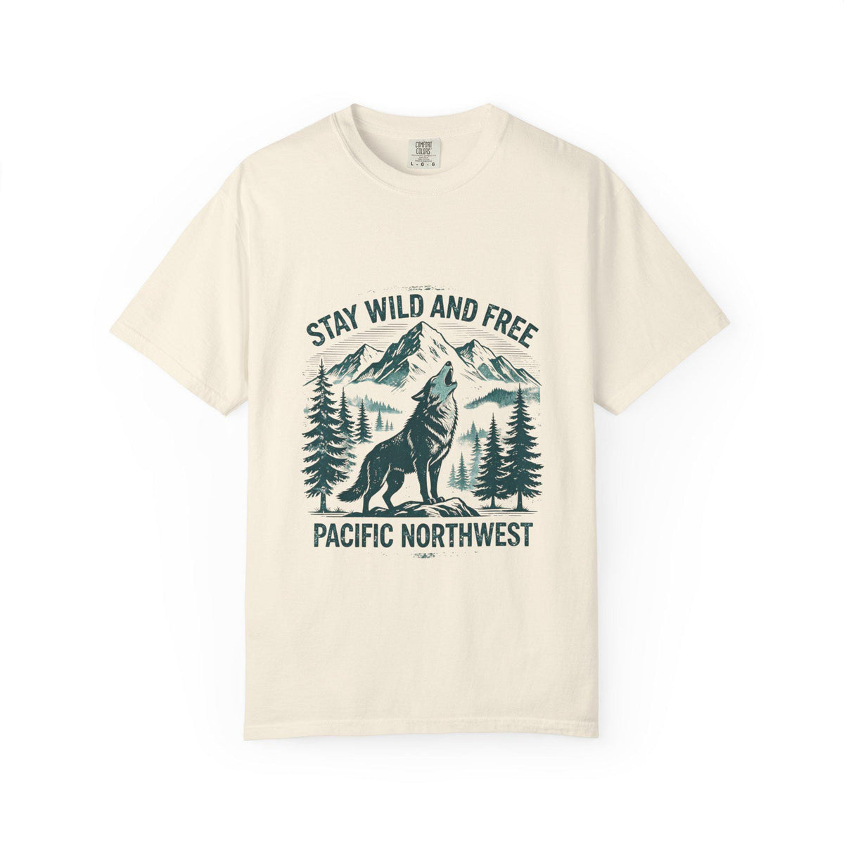 Stay Wild and Free Wolf Pacific Northwest T-Shirt | Mountain Camping Tee | Nature Lover Gift | Hiking Adventure Shirt | Wildlife Outdoor