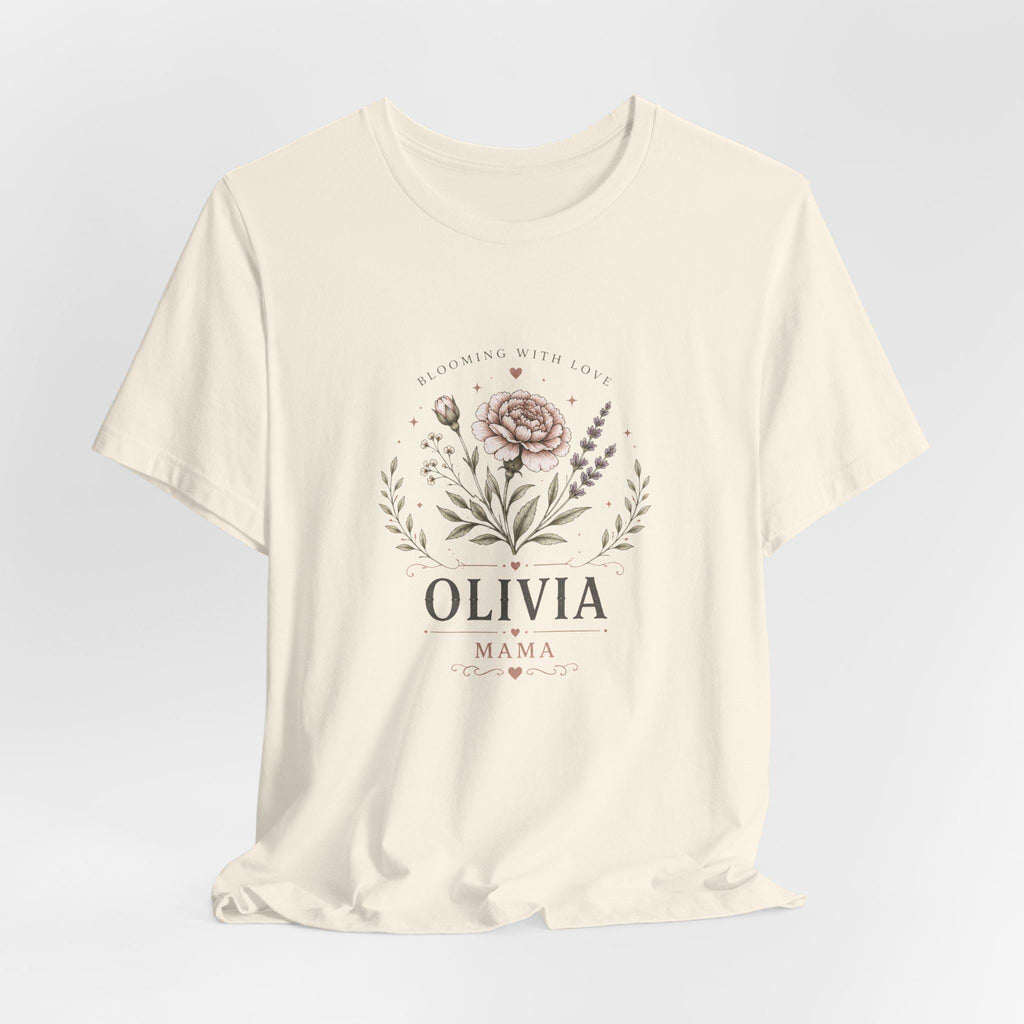 Olivia Floral Name Mama T-Shirt | Personalized Flower Monogram Tee