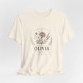 Olivia Floral Name Mama T-Shirt | Personalized Flower Monogram Tee