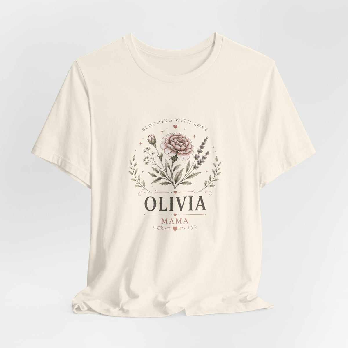 Olivia Floral Name Mama T-Shirt | Personalized Flower Monogram Tee