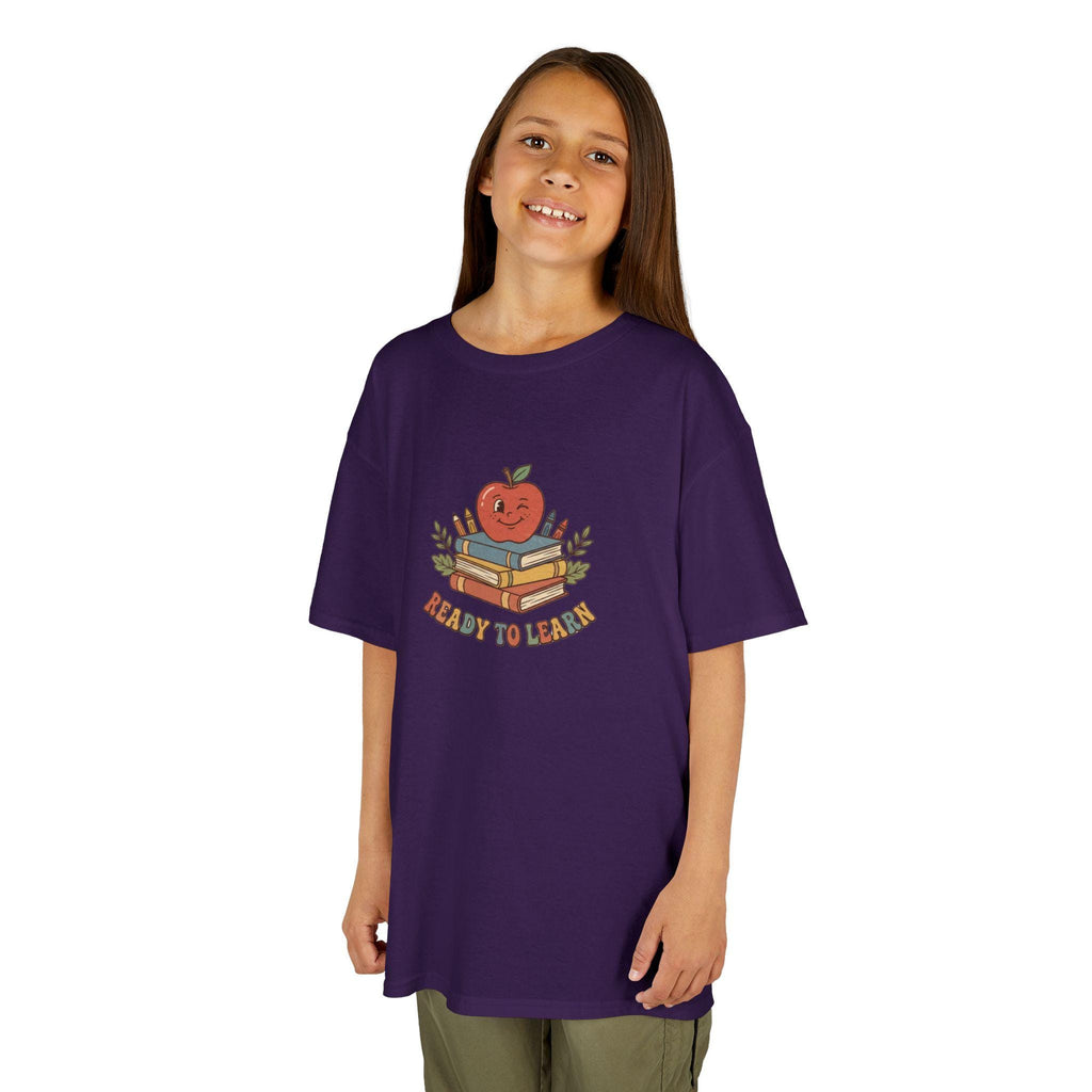 Apple on Books Kids T-Shirt | Back to School Cute Teacher Shirt