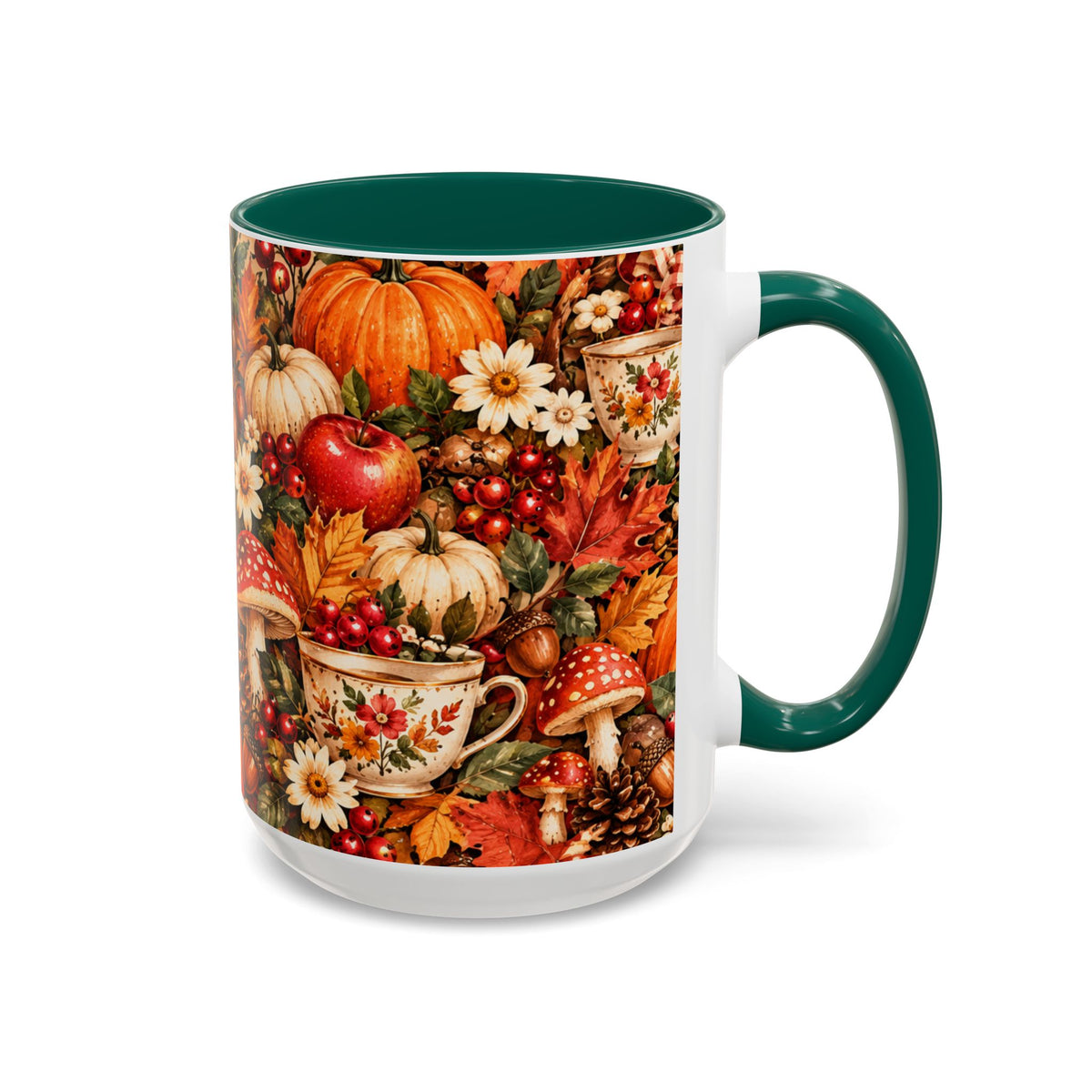 Autumn Harvest Mugs | Fall Pumpkins, Apples, Mushrooms, Daisies 11oz 15oz