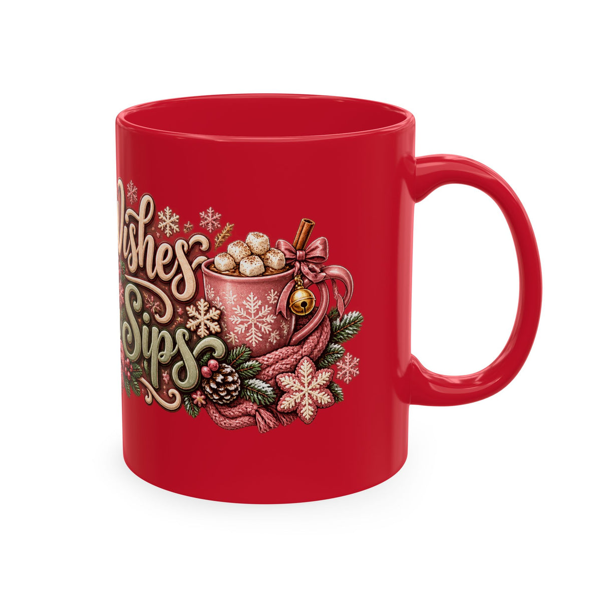 Warm Wishes & Winter Sips Christmas Ceramic Mug