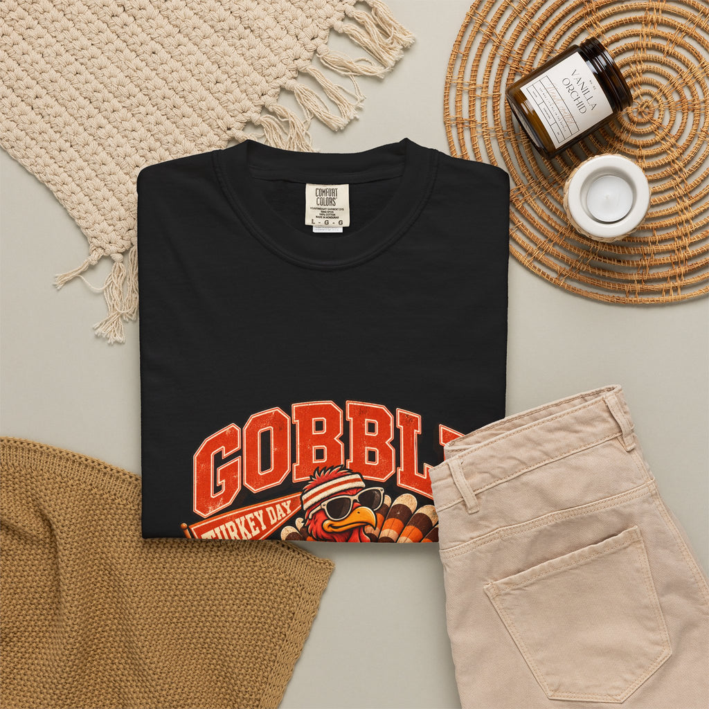 Gobble Squad Turkey Football Helmet T-Shirt | Thanksgiving Turkey Sports Tee