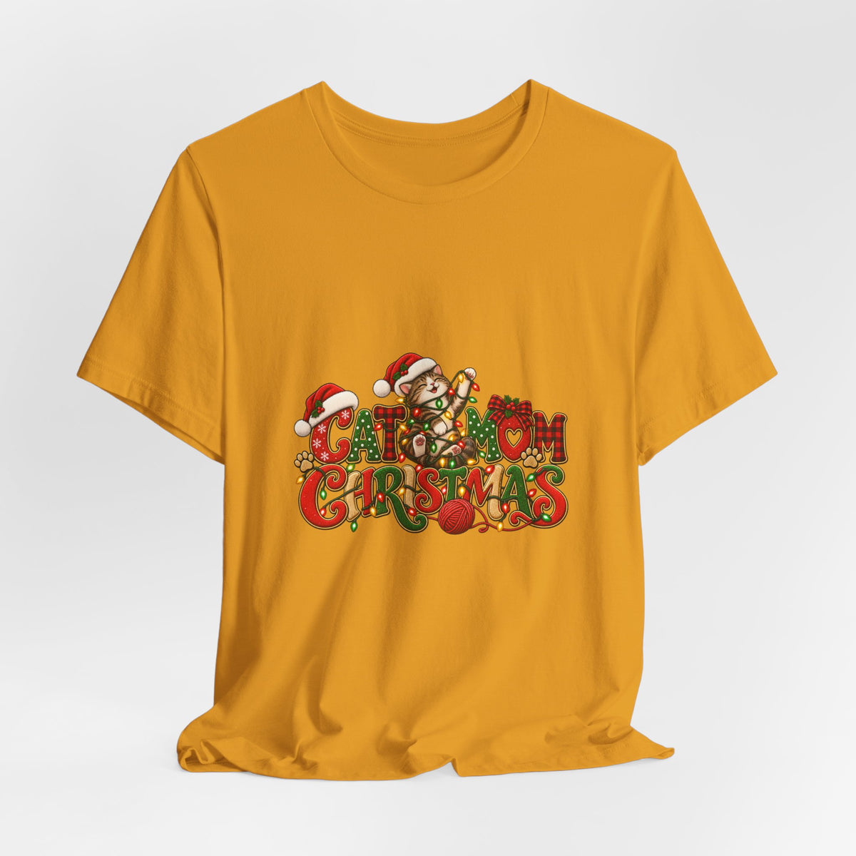 Christmas Cat Tee — Cute "Cat-ty Christmas" Holiday T-Shirt with Santa Cat Design