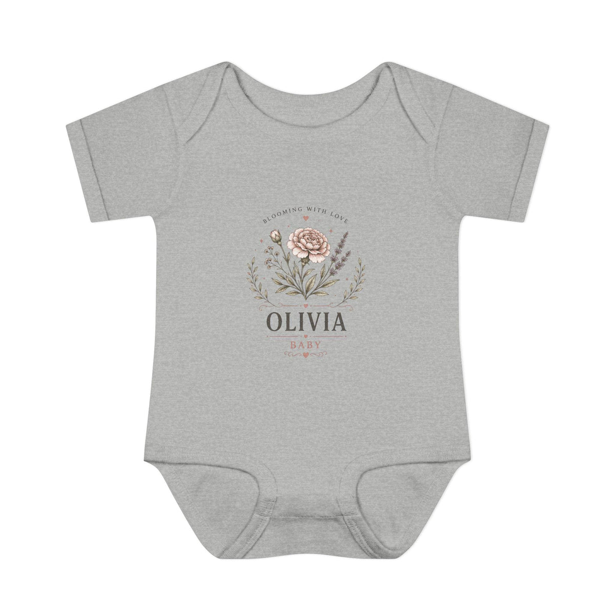 Floral Name Monogram Infant Bodysuit | Personalized Baby Onesie
