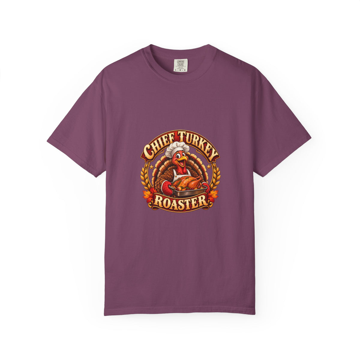 Chief Turkey Roaster T-Shirt — Retro Thanksgiving Emblem Tee, Vintage BBQ Turkey Badge Graphic Fall Shirt