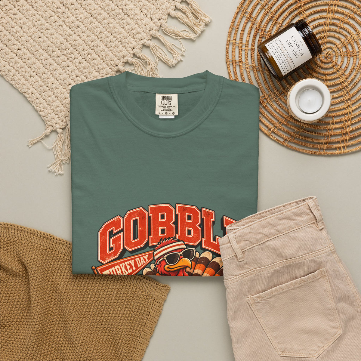 Gobble Squad Turkey Football Helmet T-Shirt | Thanksgiving Turkey Sports Tee