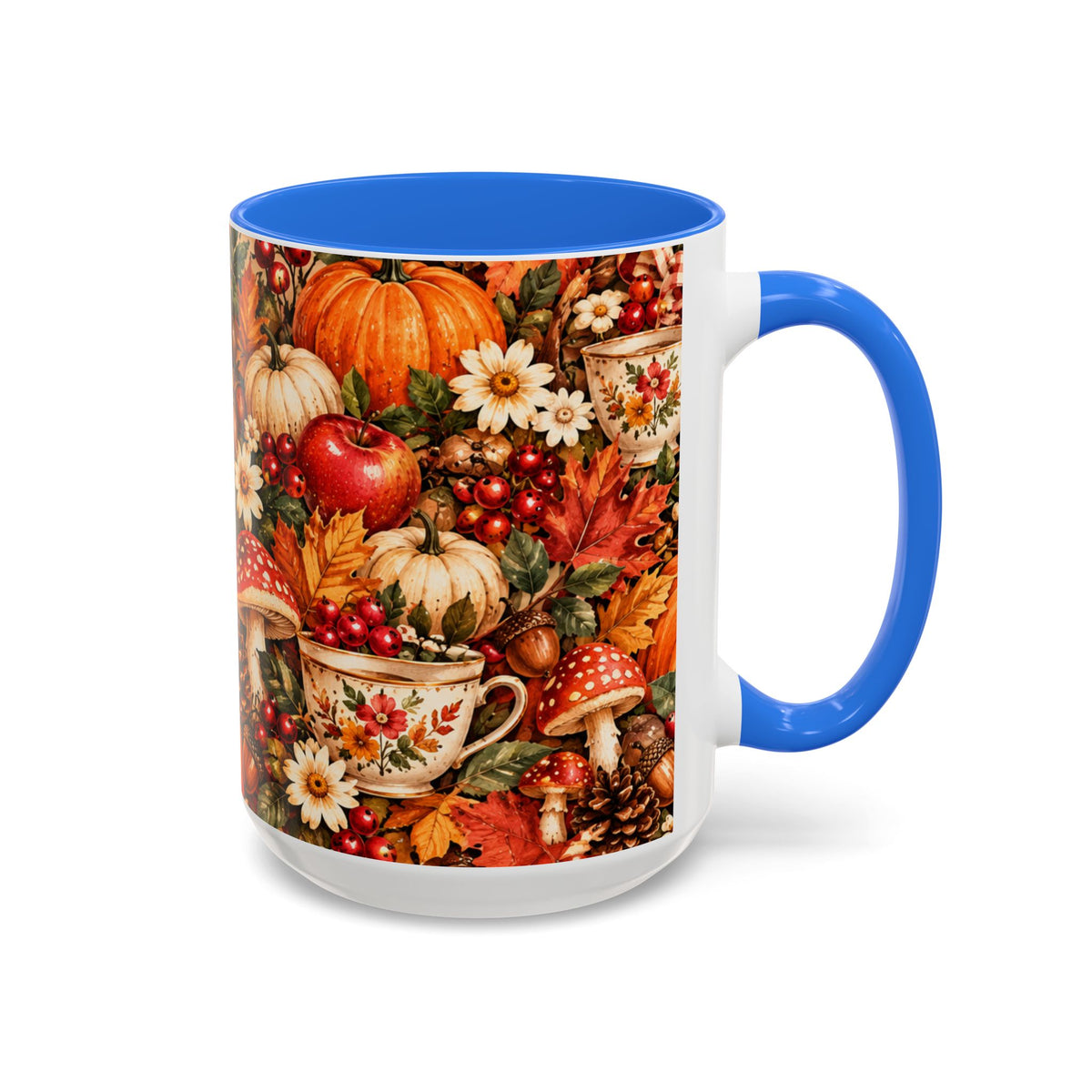 Autumn Harvest Mugs | Fall Pumpkins, Apples, Mushrooms, Daisies 11oz 15oz