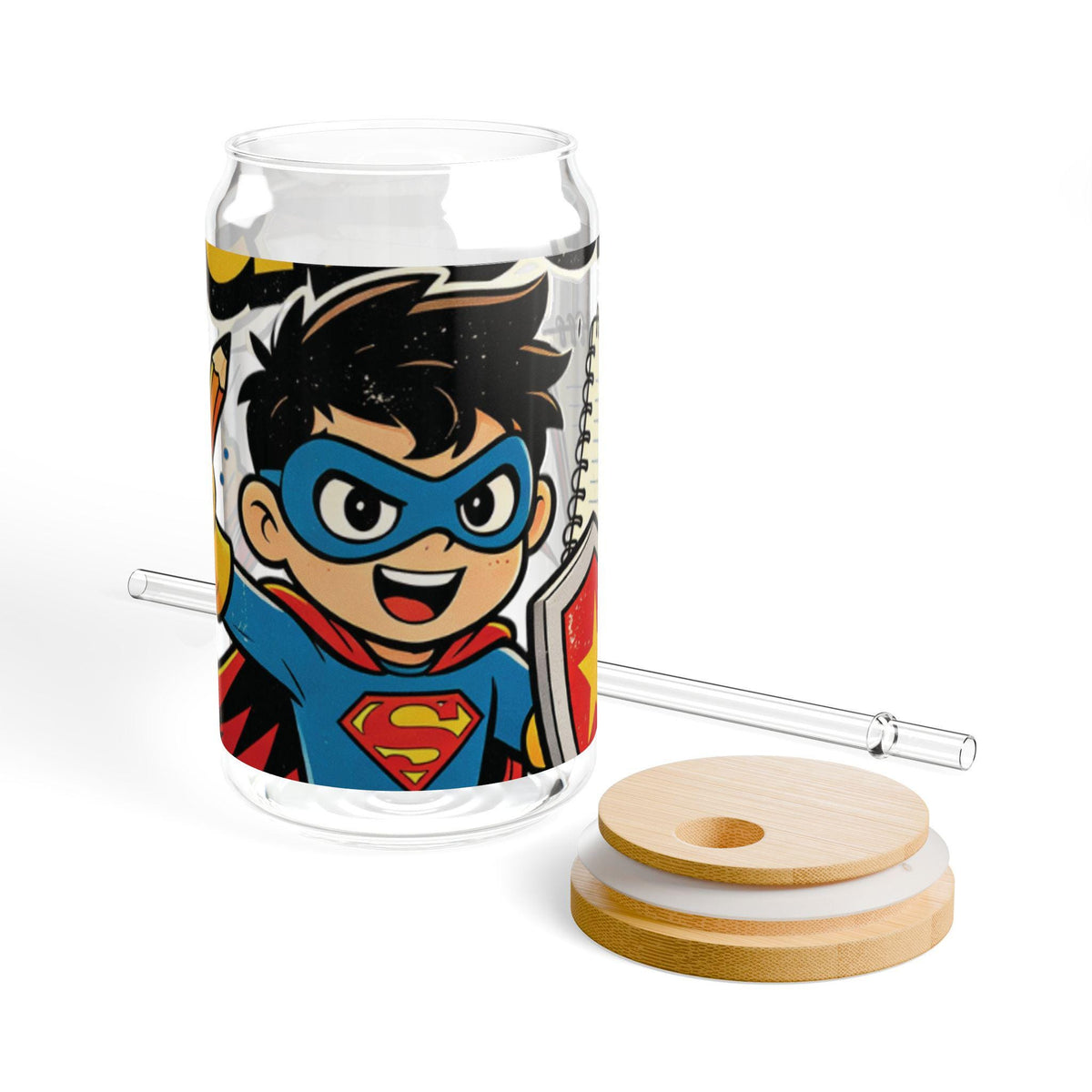 Back To School Superhero Kids Sipper Glass
