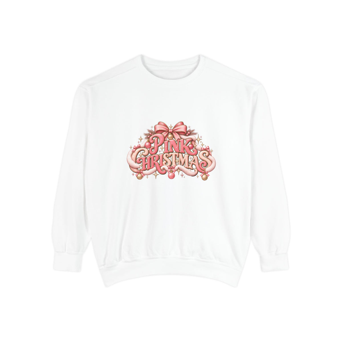 Pink Christmas Sweatshirt - Festive Pink Ribbon Holiday Crewneck
