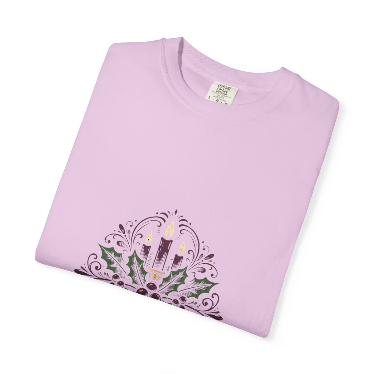 Moody Holiday Candle Wreath T-Shirt | Christmas Seasonal Tee | Festive Graphic Shirt | Holiday Gift for Her Him | Vintage Xmas