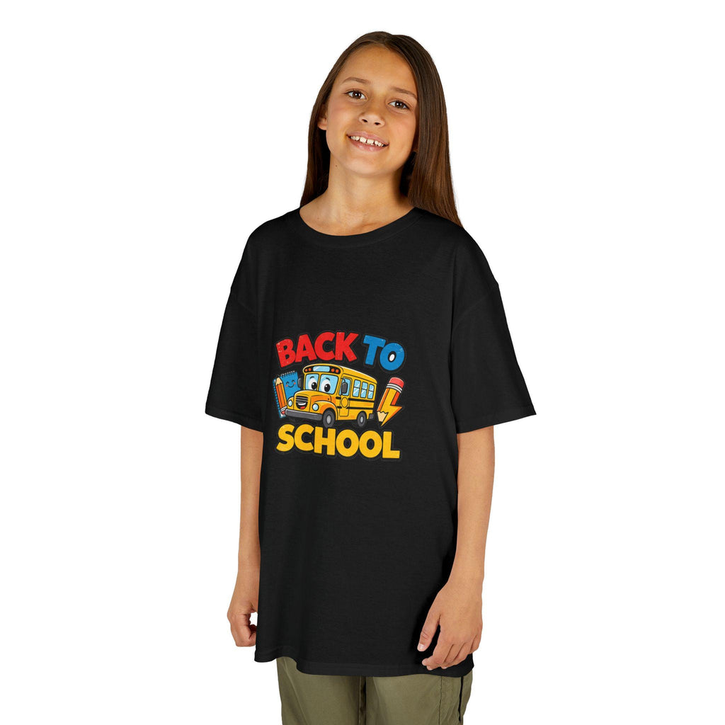 Back to School schoolbus Kids Tee | Cute Pencil Chalkboard Design