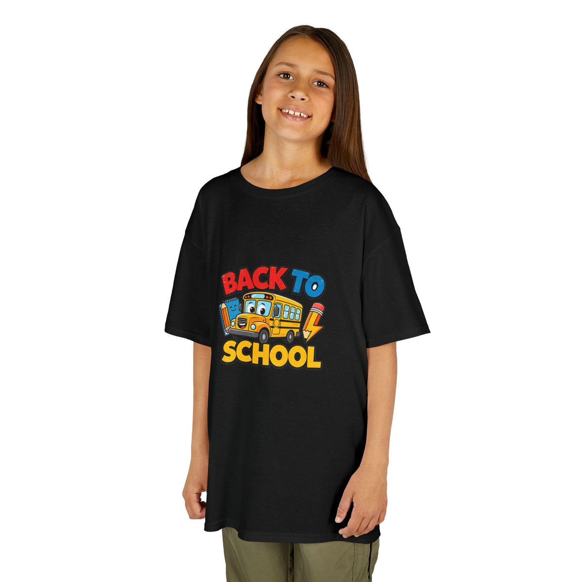 Back to School schoolbus Kids Tee | Cute Pencil Chalkboard Design