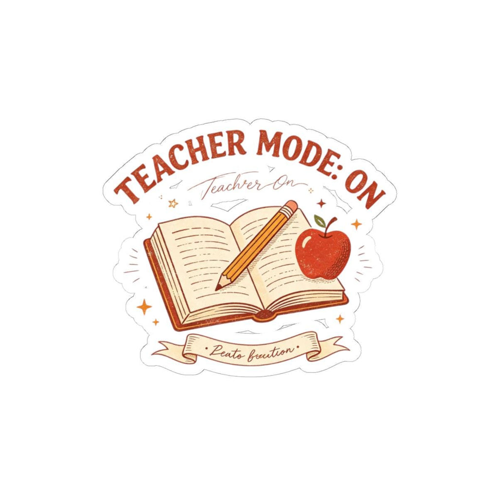 Teacher Mode On Book And Apple Sticker