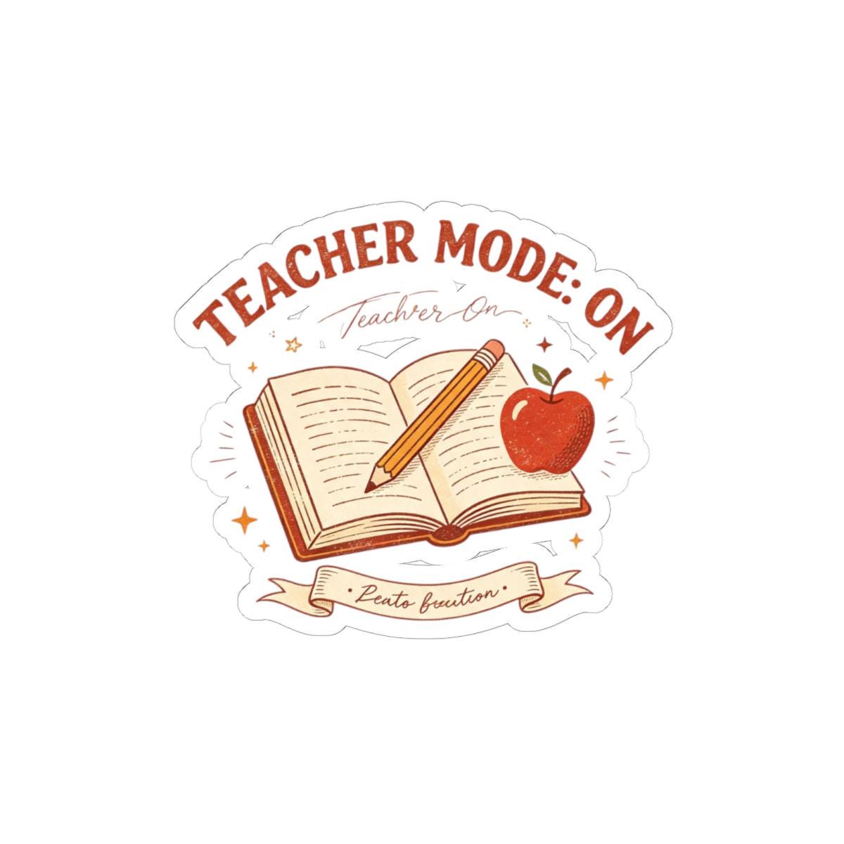 Teacher Mode On Book And Apple Sticker