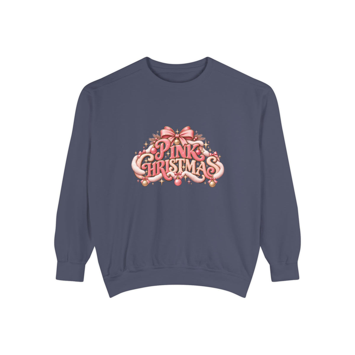Pink Christmas Sweatshirt - Festive Pink Ribbon Holiday Crewneck