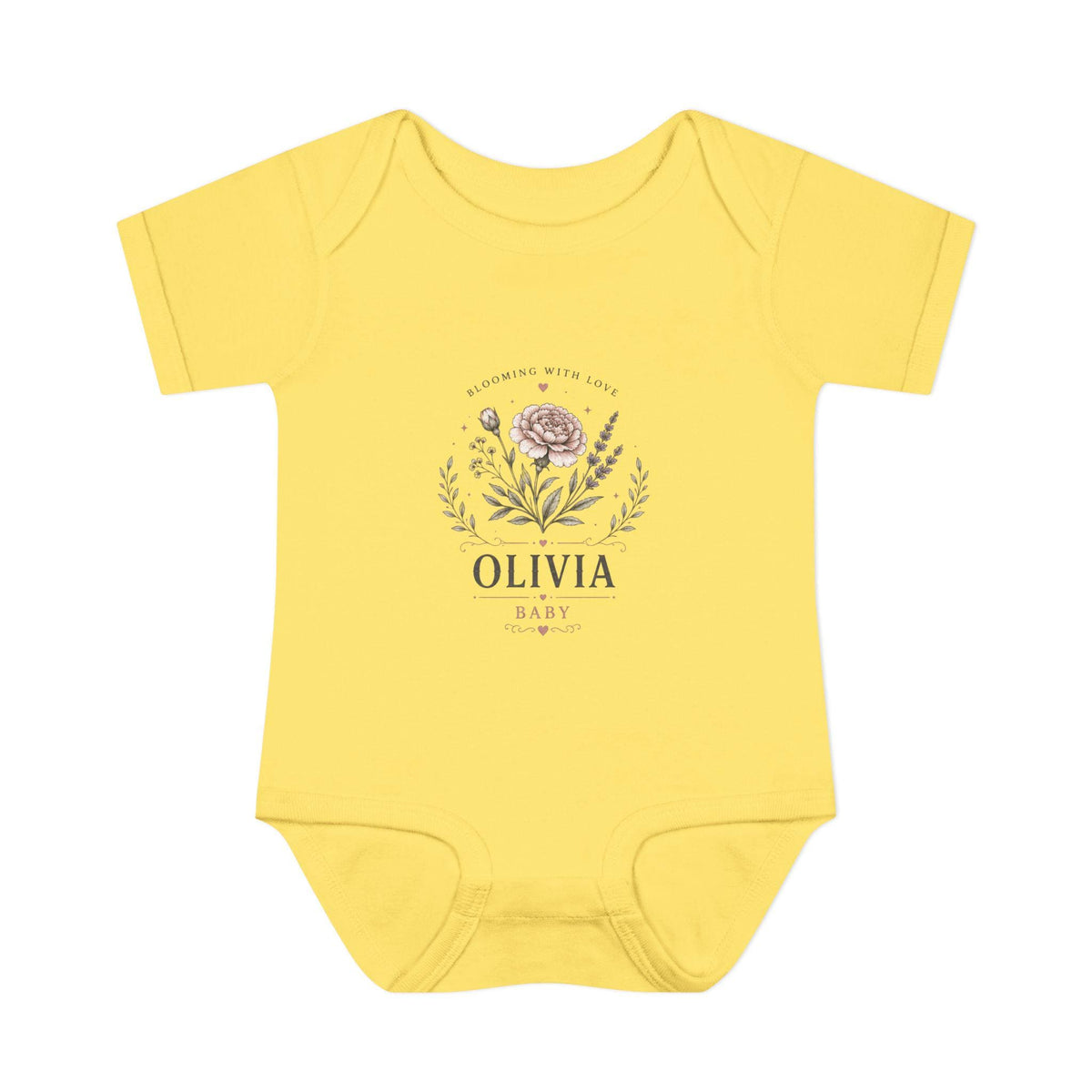 Floral Name Monogram Infant Bodysuit | Personalized Baby Onesie