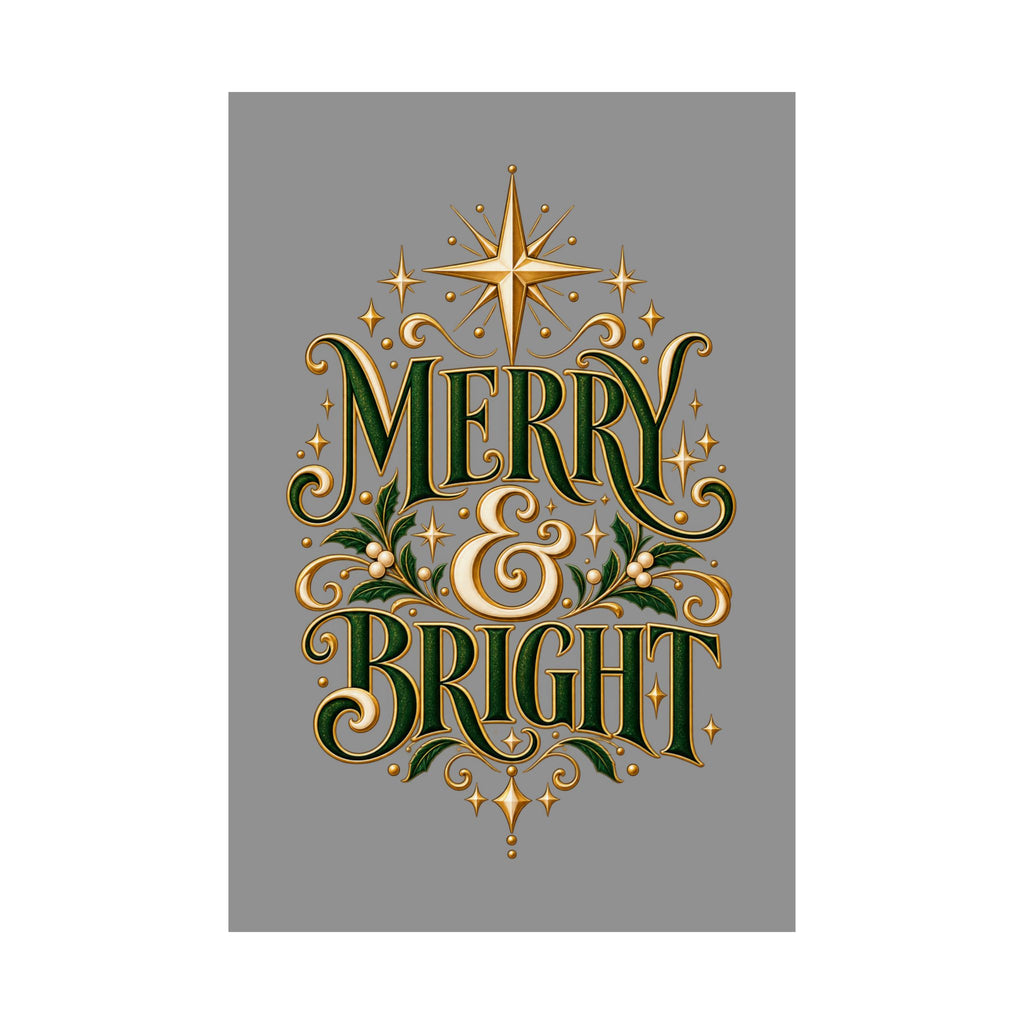 Merry & Bright Holiday Poster — Matte Vertical Christmas Wall Art