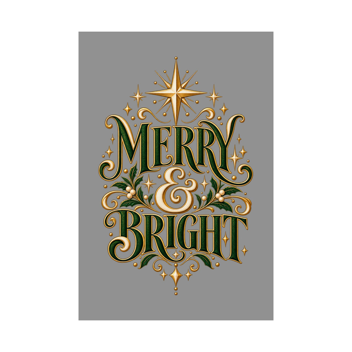 Merry & Bright Holiday Poster — Matte Vertical Christmas Wall Art