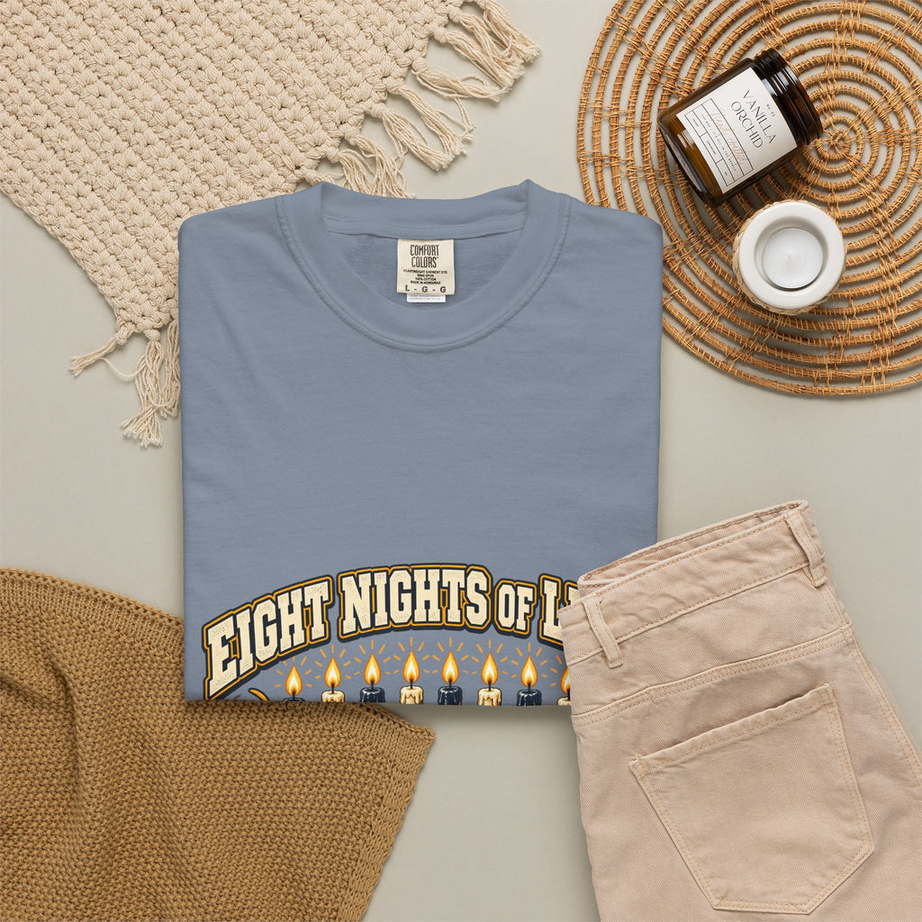Eight Nights of Light Menorah Tee | Hanukkah T-Shirt, Menorah Illustration