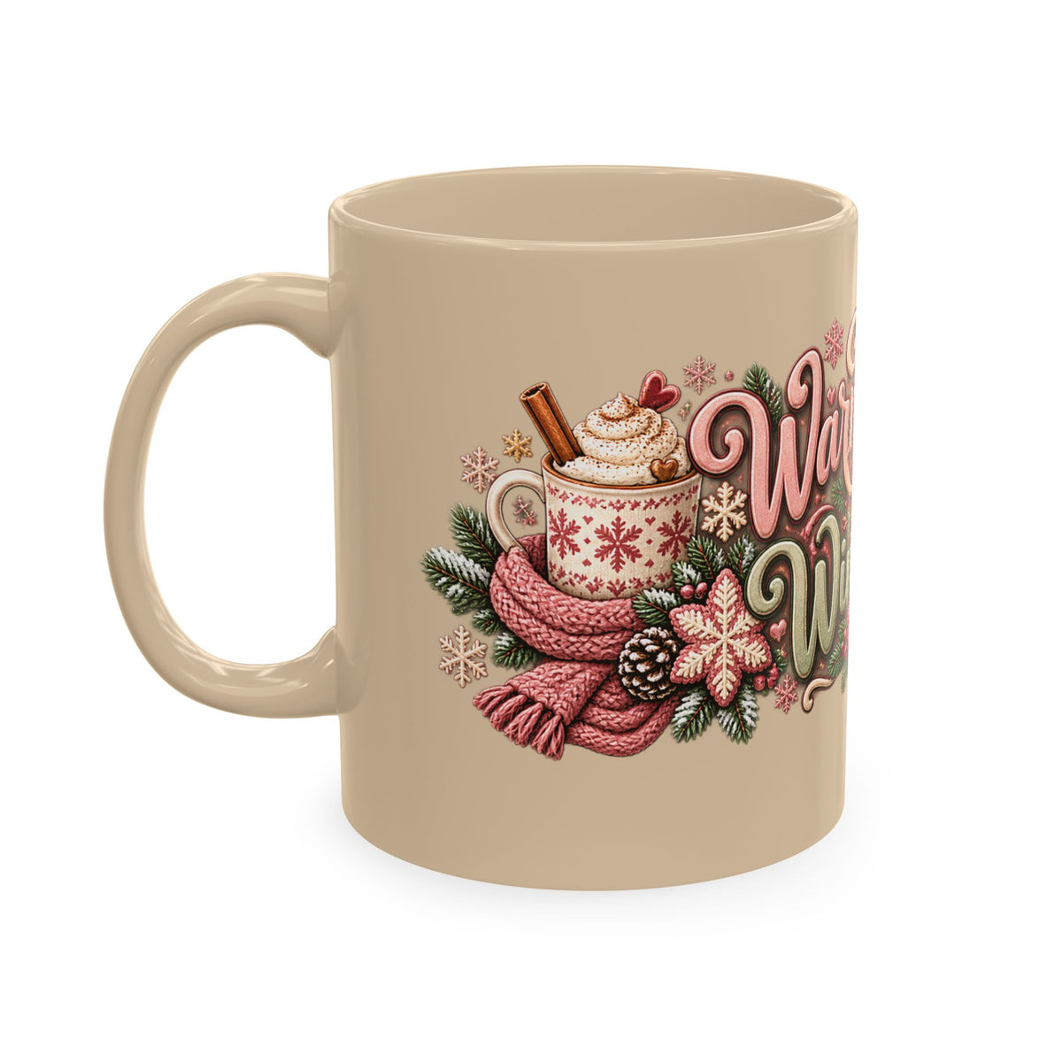 Warm Wishes & Winter Sips Christmas Ceramic Mug