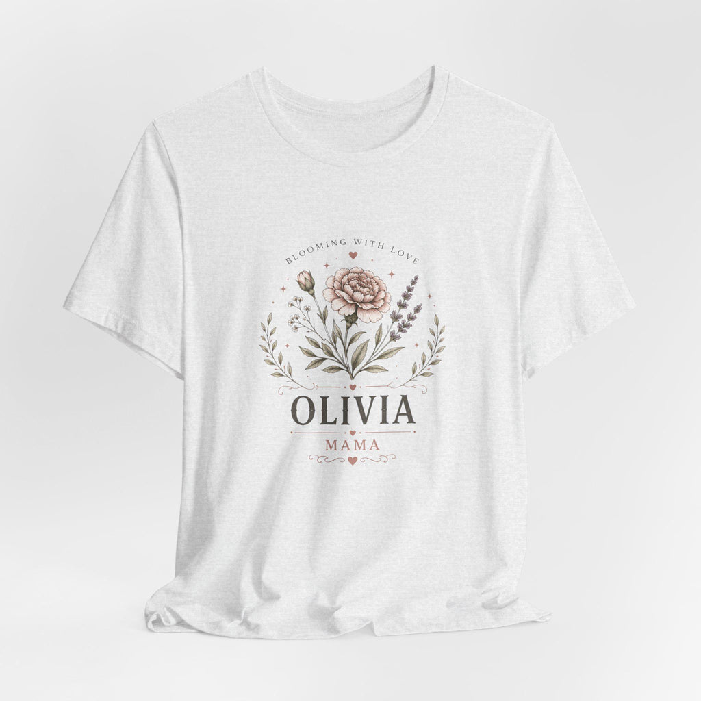 Olivia Floral Name Mama T-Shirt | Personalized Flower Monogram Tee