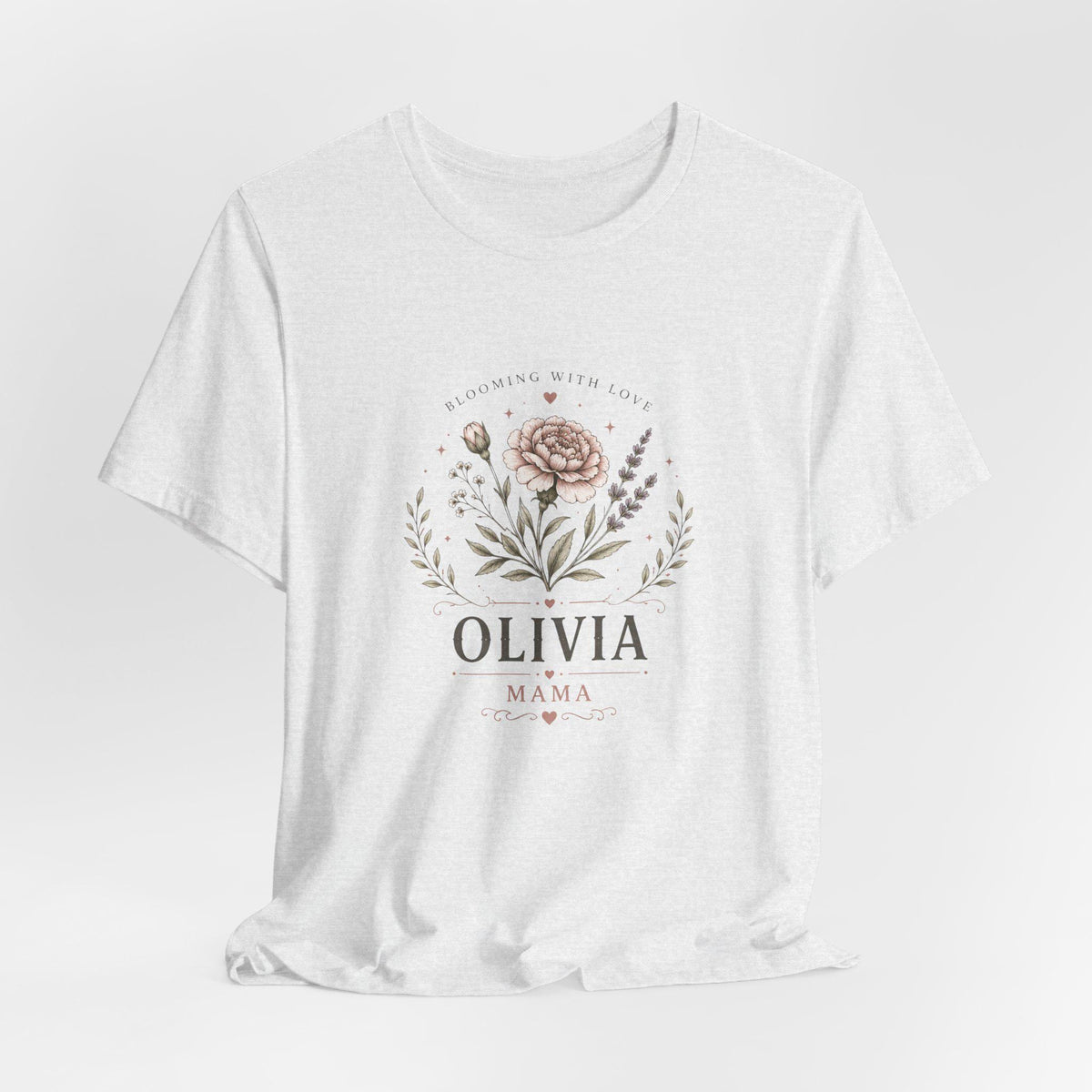 Olivia Floral Name Mama T-Shirt | Personalized Flower Monogram Tee
