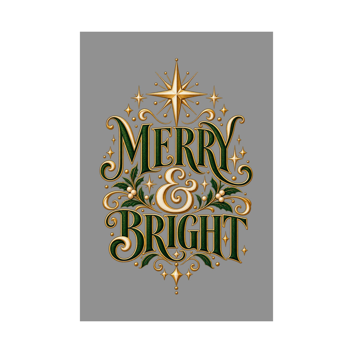 Merry & Bright Holiday Poster — Matte Vertical Christmas Wall Art