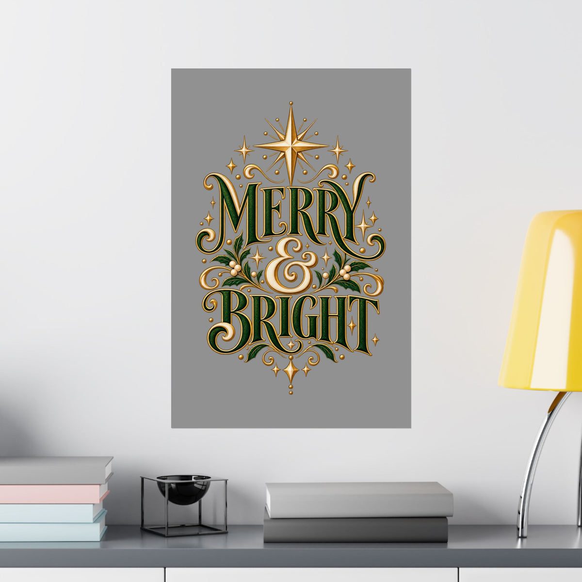Merry & Bright Holiday Poster — Matte Vertical Christmas Wall Art