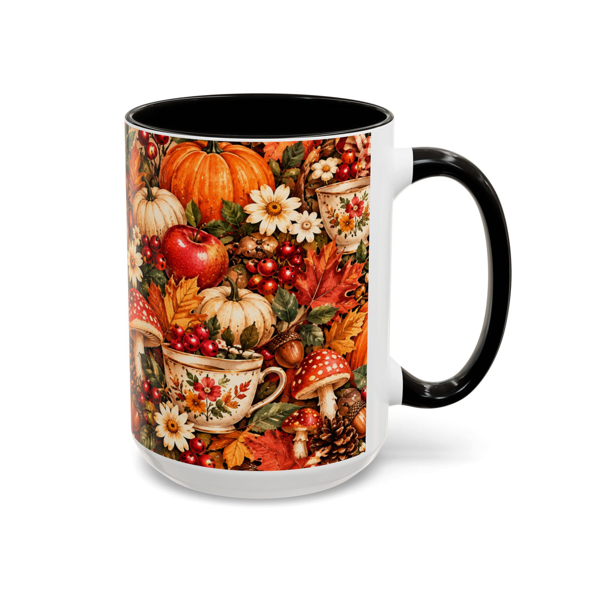 Autumn Harvest Mugs | Fall Pumpkins, Apples, Mushrooms, Daisies 11oz 15oz