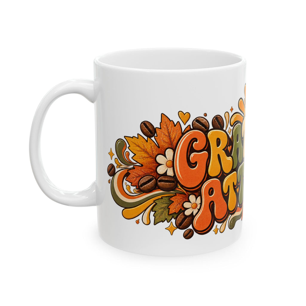 Gratitude Attitude mug | Retro 70s Coffee Illustration, Ceramic Mug