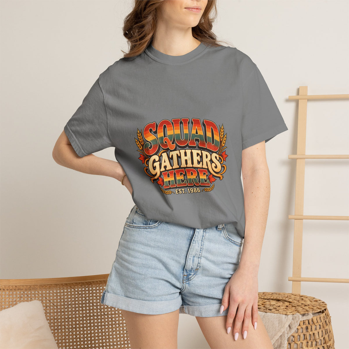 Squad Gathers Here T-Shirt — Retro Thanksgiving Family Reunion Tee, Vintage Fall Gathering Shirt, Friendsgiving