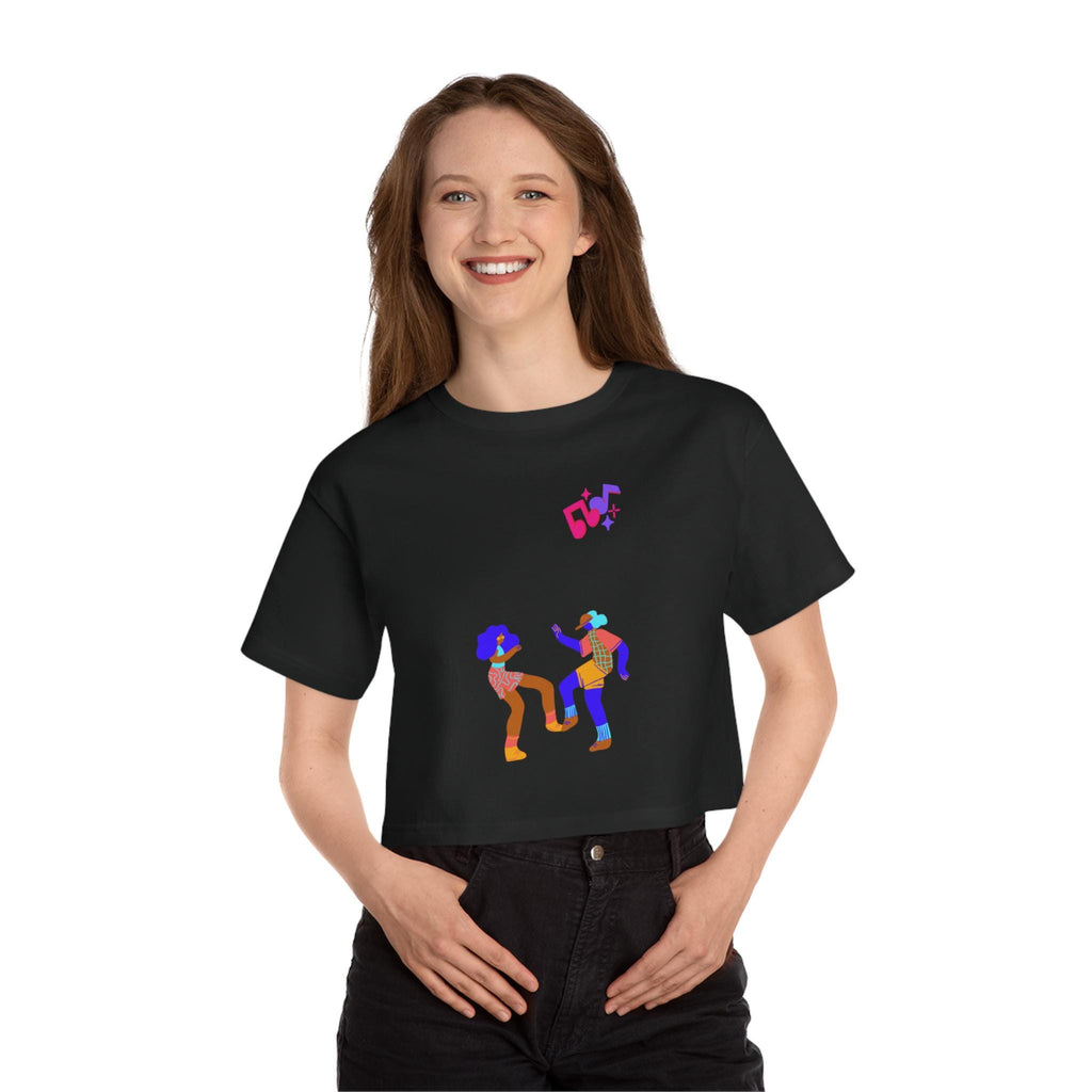 Dancing Couple Cropped T-Shirt | Retro Music Illustration