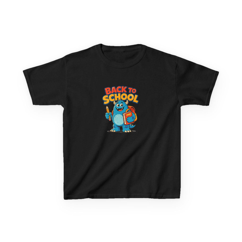 Back to School Monster Kids Tee | Cute Blue Backpack Cartoon