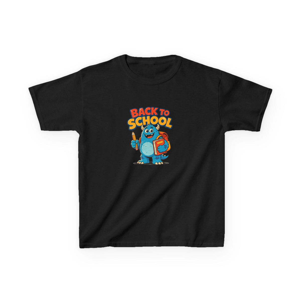 Back to School Monster Kids Tee | Cute Blue Backpack Cartoon
