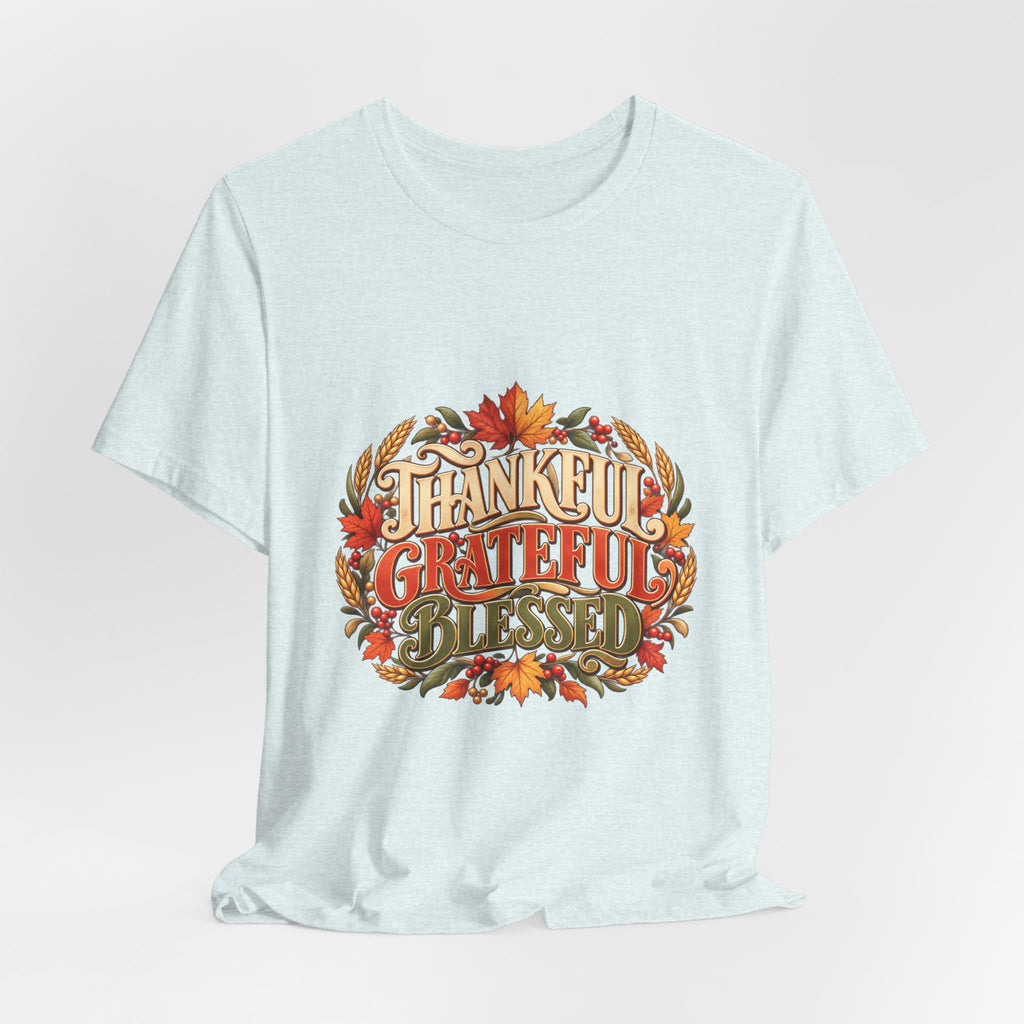 Thankful Grateful Blessed tee | Fall leaves Thanksgiving shirt