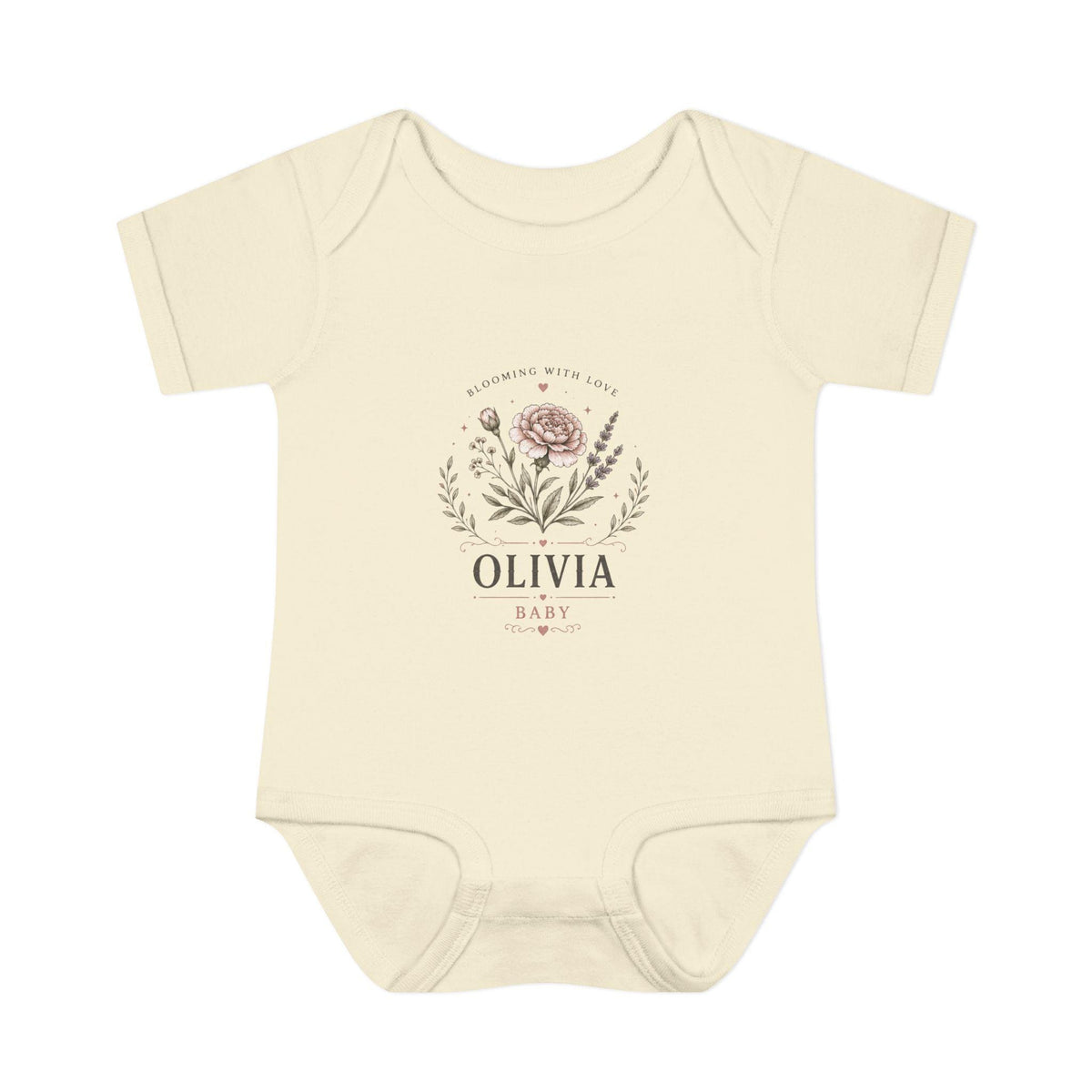 Floral Name Monogram Infant Bodysuit | Personalized Baby Onesie