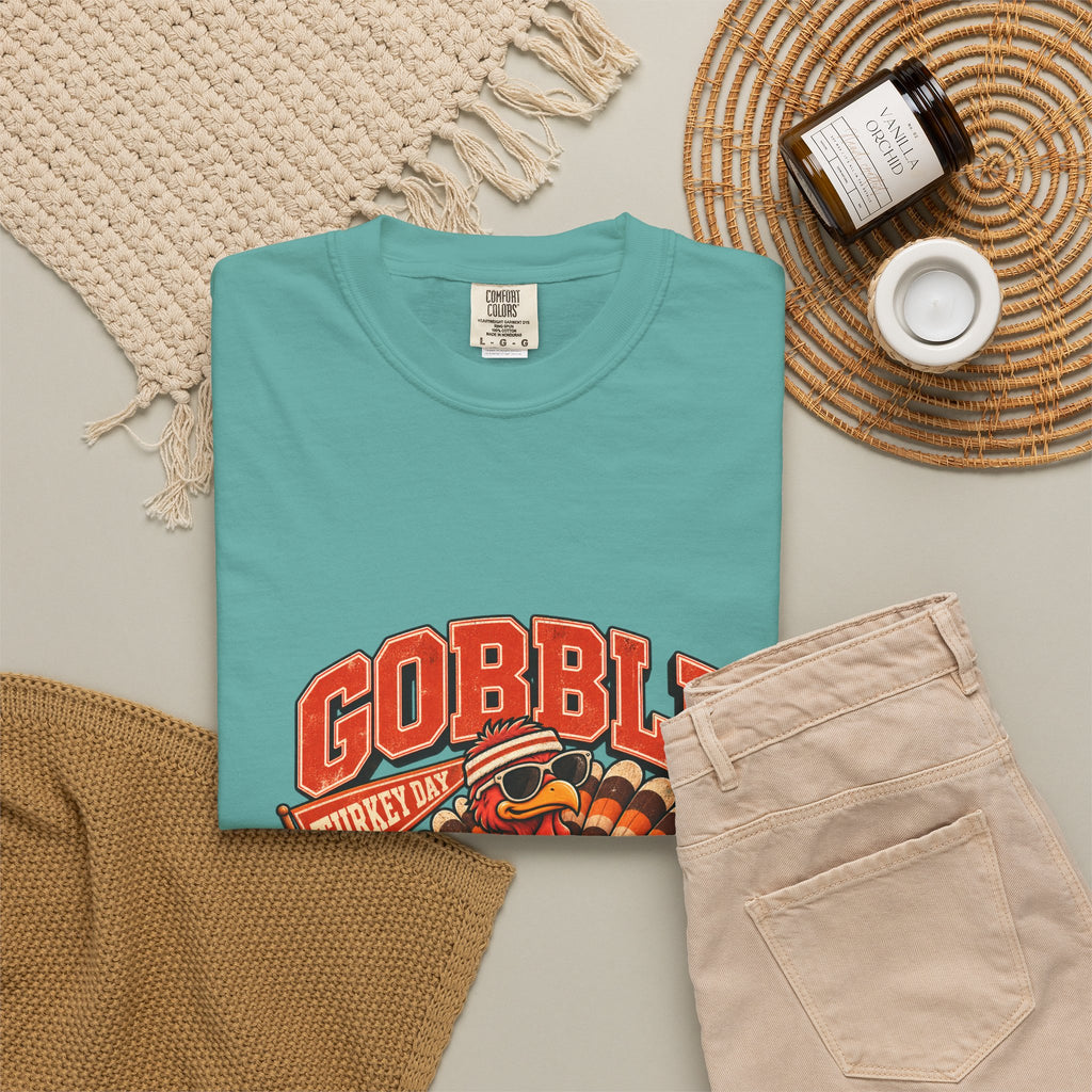 Gobble Squad Turkey Football Helmet T-Shirt | Thanksgiving Turkey Sports Tee