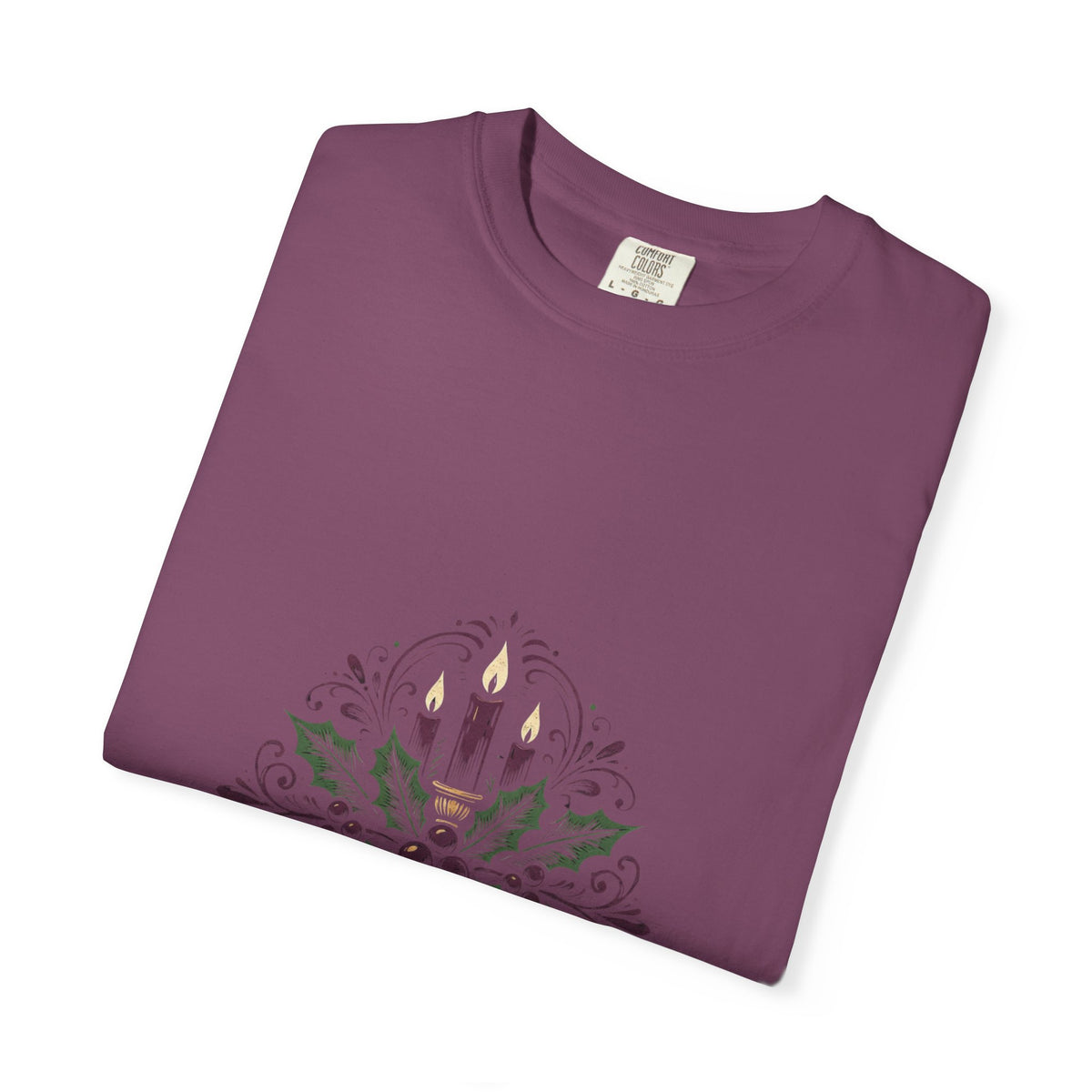 Moody Holiday Candle Wreath T-Shirt | Christmas Seasonal Tee | Festive Graphic Shirt | Holiday Gift for Her Him | Vintage Xmas