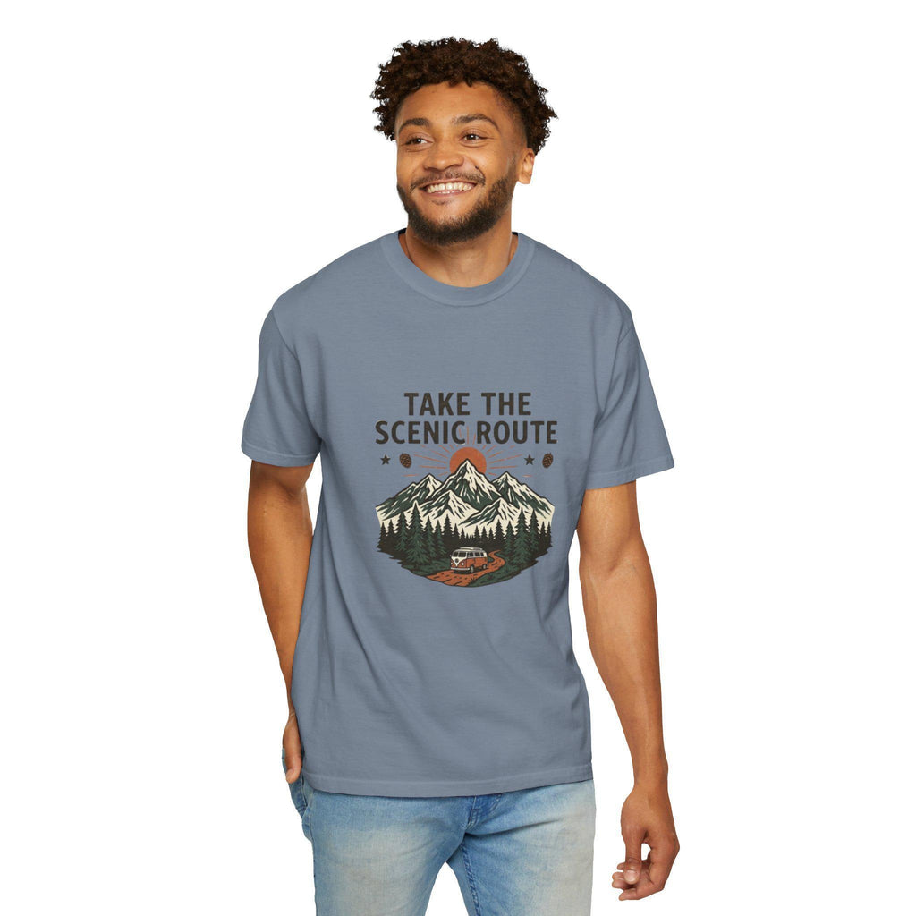 Take the Scenic Route T-shirt | Mountain Road Sunset Graphic
