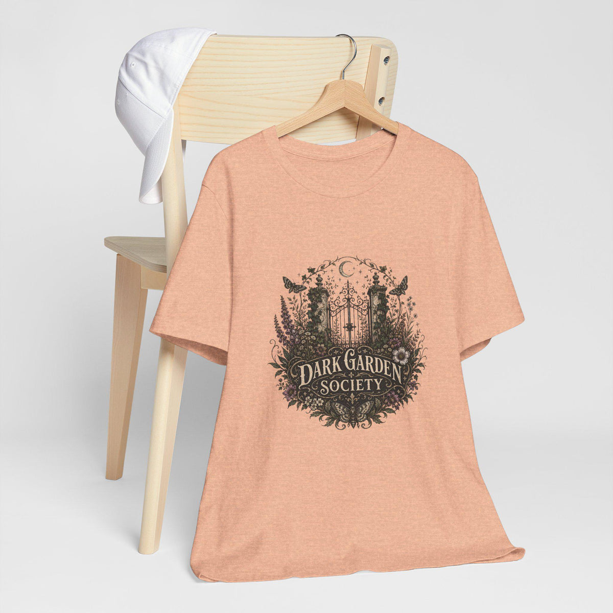 Dark Garden Society tee | Gothic floral crest, moon & crows